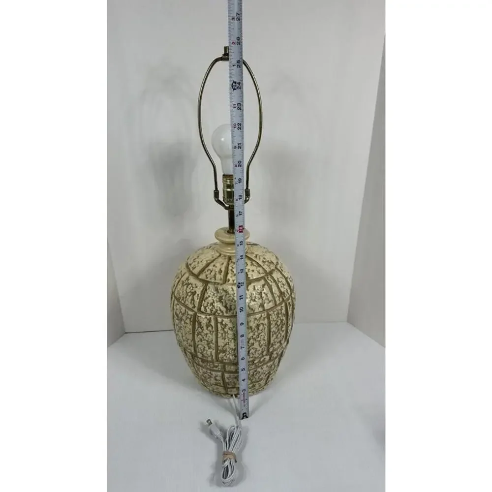 Vintage Brutalist Ceramic Lamp Heavy Faux‎ Stacked Stone Mid Century Modern
